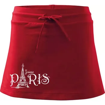 Dámská sukně Paris nápis Eiffelovka rovný - Sportovní sukně - two in one - S ( Červená )
