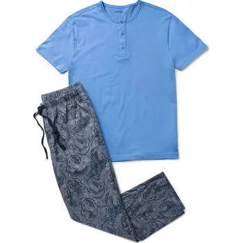 702148 - Tchibo - Pyžamová souprava s tkanými kalhotami - pro muže - vel. L 52/54 - barva: modrá/paisley