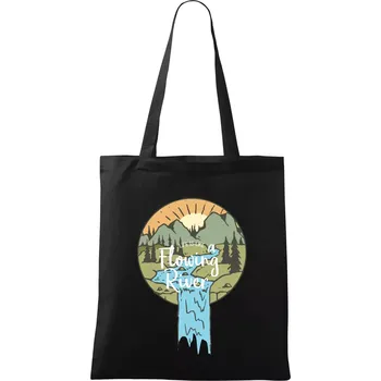 Life is like a Flowing river - Taška bavlněná - 42 x 38 cm ( Černá )