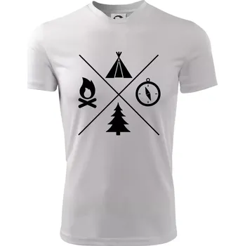 Chlapecké tričko Kempování čtyřka - Dětské triko sportovní (dresovina) - 122 cm/6 let ( Bílá )
