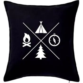 Polštář Kempování čtyřka - Polštář 50x50 - 50x50 - Pouze potah ( Černá )