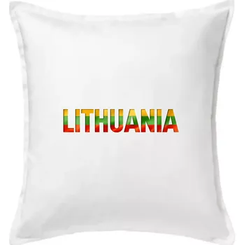 Polštář Lithuania - nápis vlajka - Polštář 50x50 - 50x50 - Pouze potah ( Bílá )