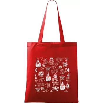 Nákupní taška Britská pošta ikony - Taška bavlněná - 42 x 38 cm ( Červená )