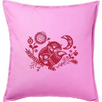 Polštář Folklor - liška spící - Polštář 50x50 - 50x50 - Pouze potah ( Růžová )