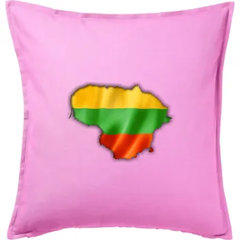 Polštář Litva vlajka mapa - Polštář 50x50 - 50x50 - Pouze potah ( Růžová )