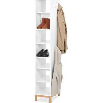 Botník 672114 - Tchibo - Regál na boty se šatními háčky - barva: bílá