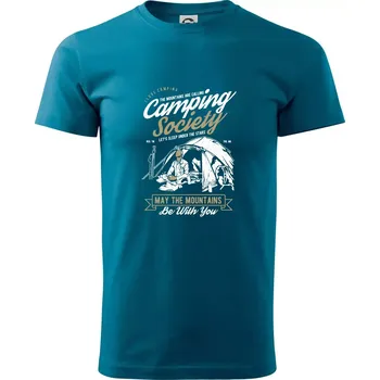 Pánské tričko Camping Society - Klasické pánské triko vyšší gramáže - XS ( Petrolejová )