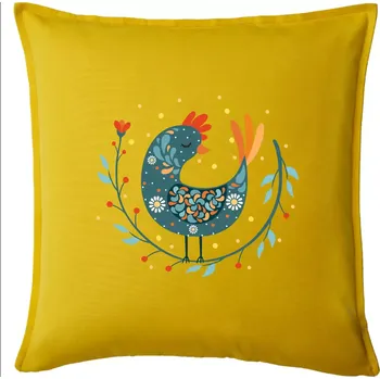 Polštář Folklor - slepice s kopretinou - Polštář 50x50 - 50x50 - Pouze potah ( Žlutá )