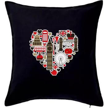 Polštář Britské srdce - objekty - Polštář 50x50 - 50x50 - Pouze potah ( Černá )