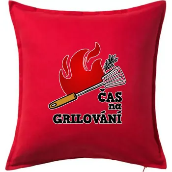 Polštář Čas na grilování - Polštář 50x50 - 50x50 - Pouze potah ( Červená )