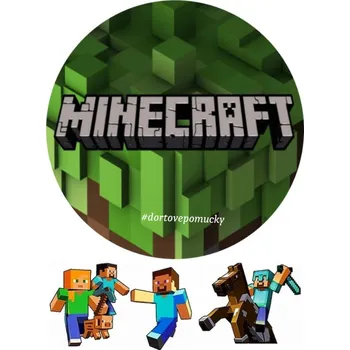 Jedlá dekorace na dort Minecraft č.4 jedlý papír - Bez úprav / Jedlý papír / Bez decor gelu