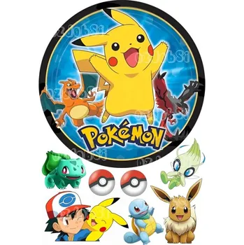Jedlá dekorace na dort Pokémon č.1 - tisk na jedlý papír - Bez úprav / Jedlý papír / Bez decor gelu