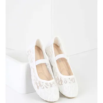 Dívčí tenisky Cathay moda Dívčí bílé baleríny 8025-2WH Velikost: 31