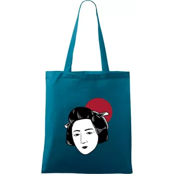 Japan culture - žena - Taška bavlněná - 42 x 38 cm ( Petrolejová )