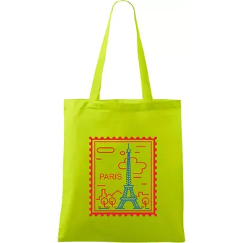 Paříž známka jednoduchá - Taška bavlněná - 42 x 38 cm ( Limetková )