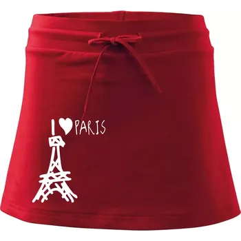 Dámská sukně I love Paris - Sportovní sukně - two in one - M ( Červená )