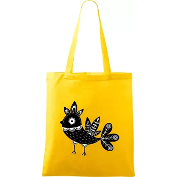 Ptáček černobílý folklór - Taška bavlněná - 42 x 38 cm ( Žlutá )