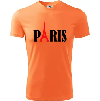 Paris nápis Eiffelova věž - Dětské triko sportovní (dresovina) - 158 cm/12 let ( Neon mandarine )