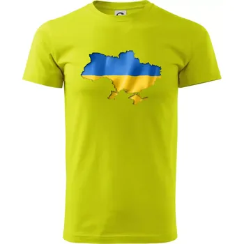 Ukrajina vlajka mapa - Klasické pánské triko vyšší gramáže - 4XL ( Limetková )