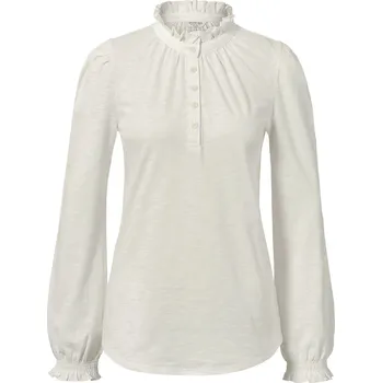 Dámské tričko 657882 - Tchibo - Tričko s dlouhým rukávem a volánky - pro ženy - vel. XL 48/50 - barva: bílá