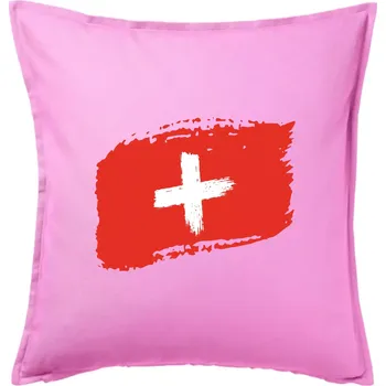 Polštář Švýcarsko vlajka - Polštář 50x50 - 50x50 - Pouze potah ( Růžová )