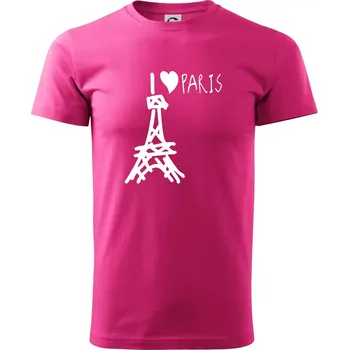 Pánská móda I love Paris - Klasické pánské triko vyšší gramáže - 2XL ( Purpurová )