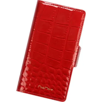 Obal na doklad Červené kožené pouzdro na telefon MiaMore L1781 s kapsami na karty