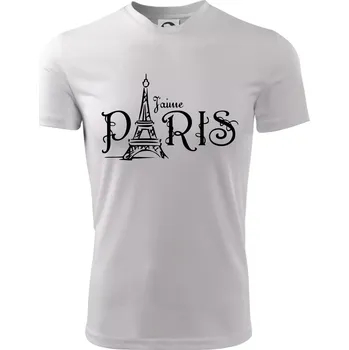 Paris nápis Eiffelovka rovný - Dětské triko sportovní (dresovina) - 146 cm/10 let ( Bílá )