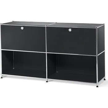 Komoda 626964 - Tchibo - Kovová odkládací skříňka CN3 s přemístitelnými výklopnými dvířky - barva: černá