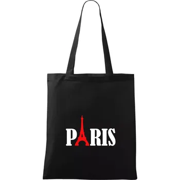 Paris nápis Eiffelova věž - Taška bavlněná - 42 x 38 cm ( Černá )