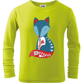 Dětská móda Folklor - liška samostatná - Triko dětské Long Sleeve - 104-110cm / 3-4 roky ( Limetková )