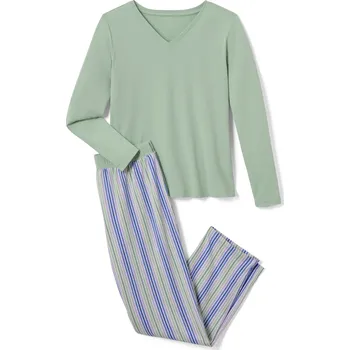 Dámské pyžamo 693773 - Tchibo - Pyžamo - pro ženy - vel. XL 48/50 - barva: zelená/s proužky