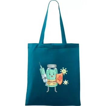 Nákupní taška Cartoon vaccine - Taška bavlněná - 42 x 38 cm ( Petrolejová )