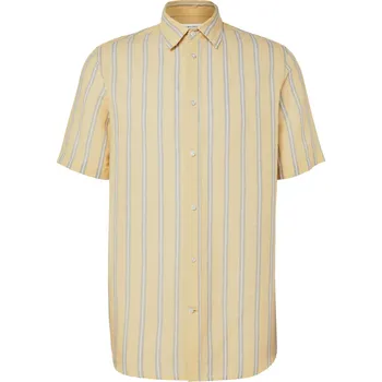 Pánská košile 697987 - Tchibo - Košile s krátkým rukávem a obsahem lnu - pro muže - vel. L 52/54 - barva: modrá/s proužky