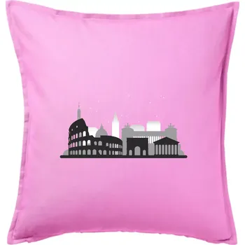 Polštář Řím silueta památky - Polštář 50x50 - 50x50 - Pouze potah ( Růžová )