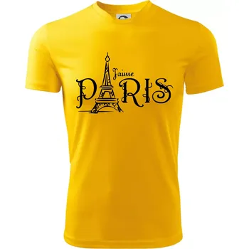 Chlapecké tričko Paris nápis Eiffelovka rovný - Dětské triko sportovní (dresovina) - 146 cm/10 let ( Žlutá )