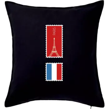 Polštář Paříž známka barevná - Polštář 50x50 - 50x50 - Pouze potah ( Černá )