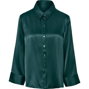 Dámské pyžamo 688694 - Tchibo - Pyžamový top z čistého hedvábí - pro ženy - vel. 38 - barva: zelená