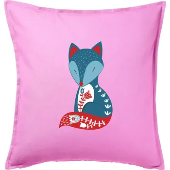 Polštář Folklor - liška samostatná - Polštář 50x50 - 50x50 - Pouze potah ( Růžová )