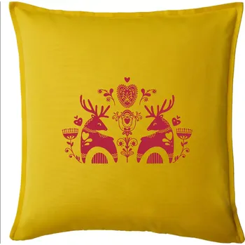 Polštář Folklor - dva jeleni - Polštář 50x50 - 50x50 - Pouze potah ( Žlutá )