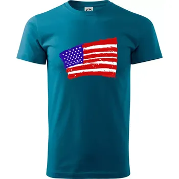 Americká vlajka ohnutá - Klasické pánské triko vyšší gramáže - XS ( Petrolejová )