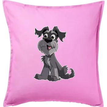 Polštář Knírač kreslený sedící - Polštář 50x50 - 50x50 - Pouze potah ( Růžová )