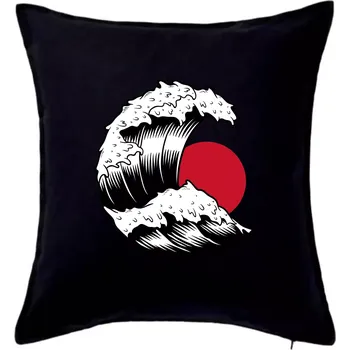 Polštář Japan culture - vlna - Polštář 50x50 - 50x50 - Pouze potah ( Černá )