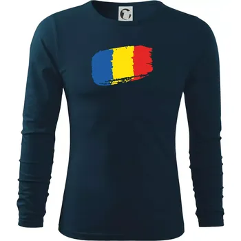 Pánské oblečení Rumunsko vlajka - Triko s dlouhým rukávem FIT-T long sleeve - M ( Námořní modrá (velmi tmavá - téměř černá) )