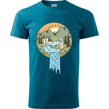 Life is like a Flowing river - Klasické pánské triko vyšší gramáže - M ( Petrolejová )