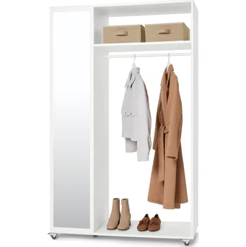 Šatní skříň 691675 - Tchibo - Mobilní šatní skříň se zrcadlem - barva: bílá