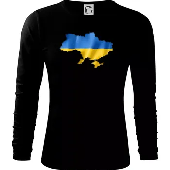 Pánské oblečení Ukrajina vlajka mapa - Triko s dlouhým rukávem FIT-T long sleeve - M ( Černá )
