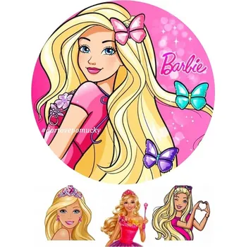 Jedlá dekorace na dort Barbie č.7 jedlý papír - Bez úprav / Jedlý papír / Bez decor gelu