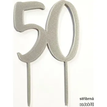 Číslice 50- plastový zápich - Stříbrná / STŘEDNÍ