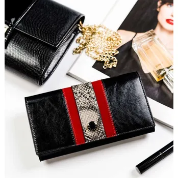 Peněženka Dámská kožená peněženka se vzorem hadí kůže - Peterson - černá